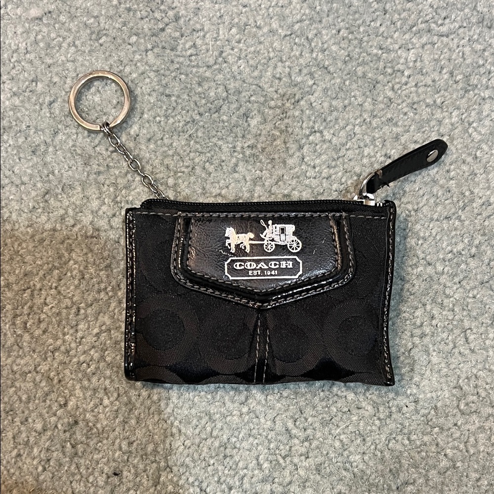 Coach Black Signature Keychain Cardholder